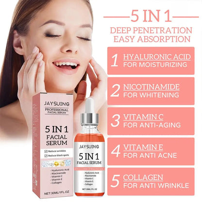 Sérum Facial con Vitamina C y Ácido Hialurónico 5 en 1